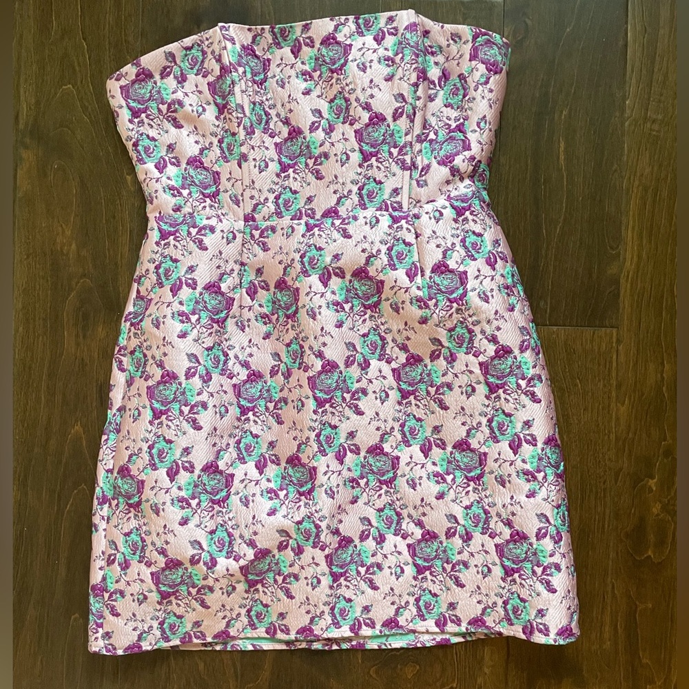 Lulus Pink and Blue Jacquard Cocktail Dress *worn only once *excellent condition